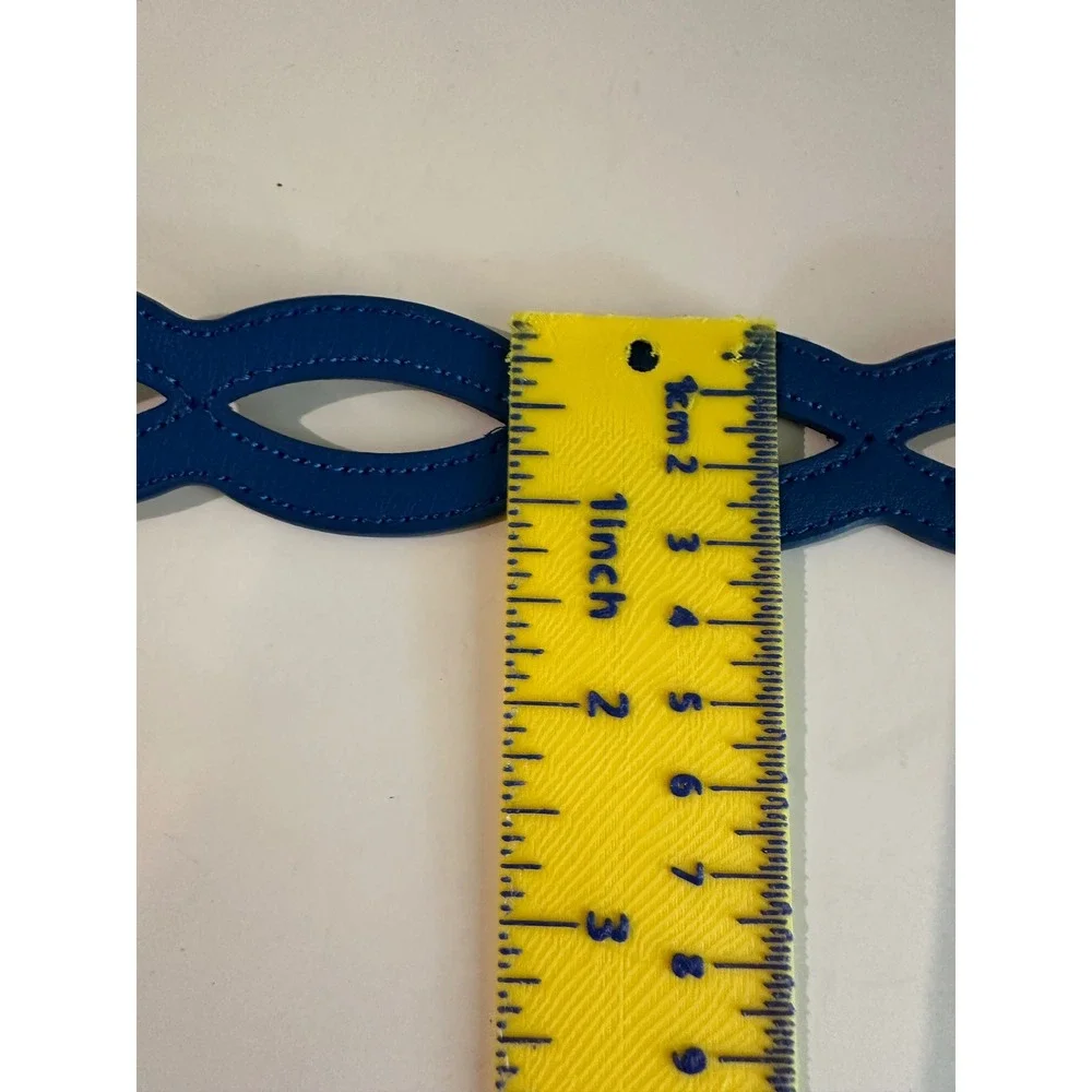 Talbots Blue Leather Belt Oval Buckle Boho Size Large CN4981